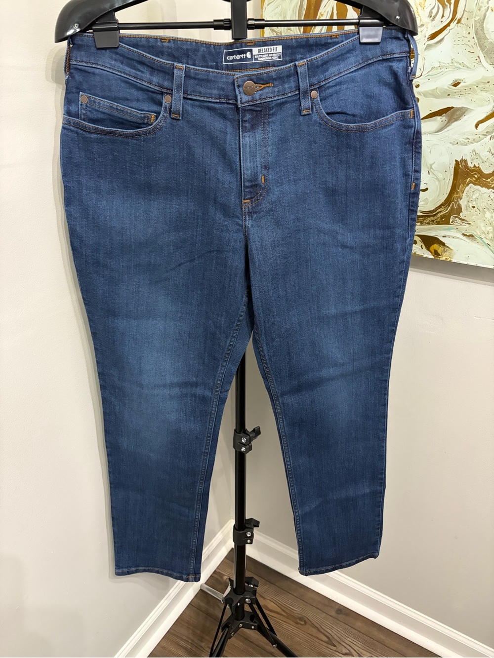 Carhartt Women's Cropped High-Rise Jeans — Blue Denim